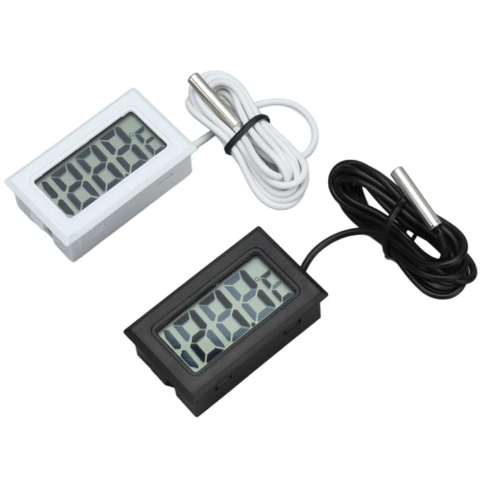 2 Stuks Elektronische Digitale Thermometer Thermostaat Temperatuurmeter 2s Refresh met Sonde(Zwart wit )