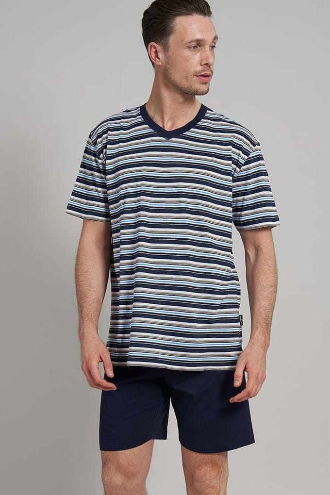 Gotzburg heren shortama - blauw gestreept
