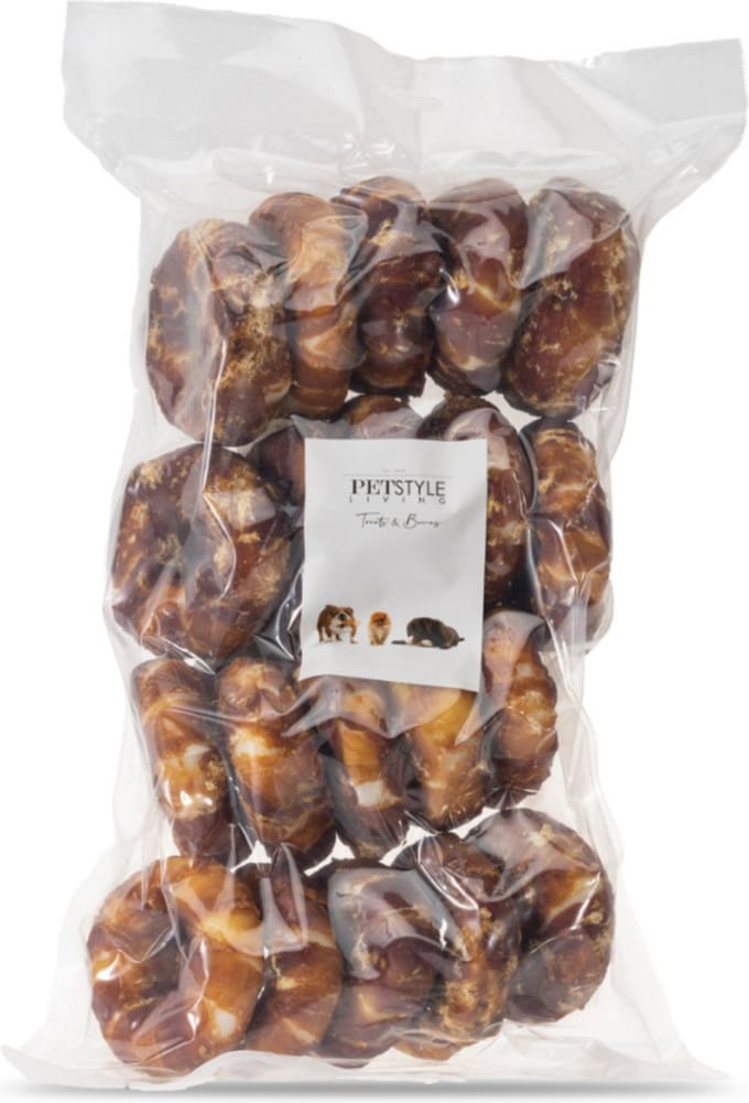 Petstyle Living Gepofte Ringen met Eend - Hondensnacks - 7,5cm - 20 Stuks - Donut Hond