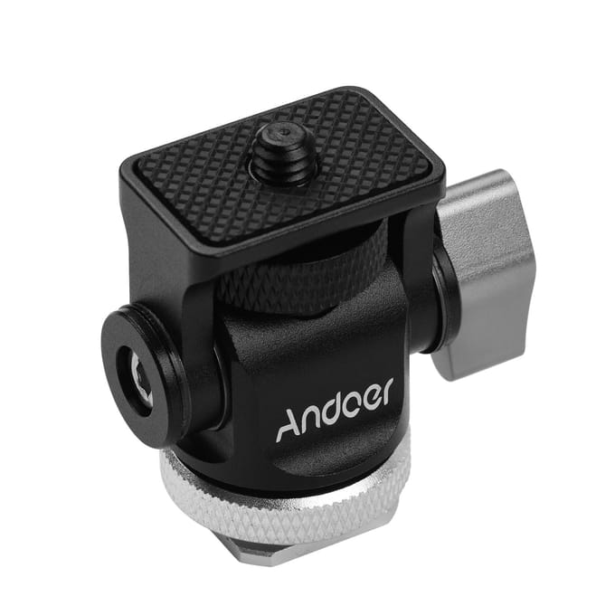 Mini Monitor Mount Statiefkop Cold Shoe Adapter Aluminiumlegering 1/4 Inch Schroef voor Flits Microfoon LED Invullicht Lamp
