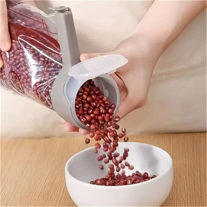 Clip d'étanchéité pour sac alimentaire Oct Beans avec bec verseur, distribue l'avoine sans effort vert