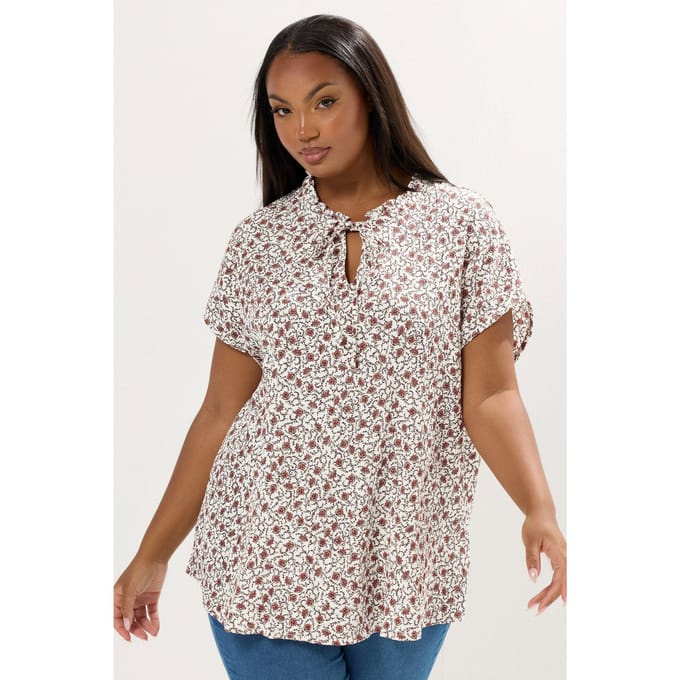 Yours Witte Top Met Getextureerde Ruches Aan De Hals Size 54-56
