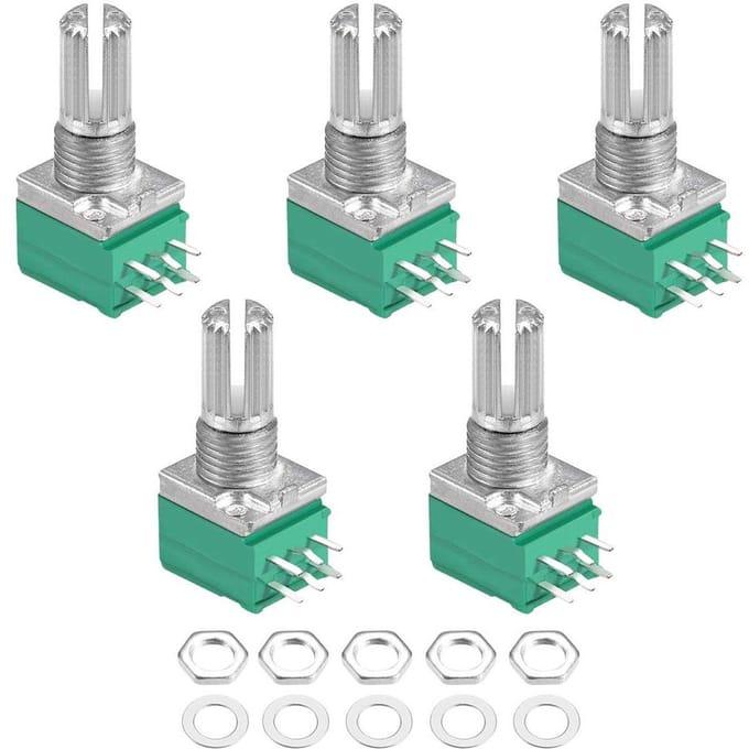 Variabele Weerstand - Draaipotentiometer - Elektronische Projecten - Enkele Draai - 5K Ohm - Zilverkleurig