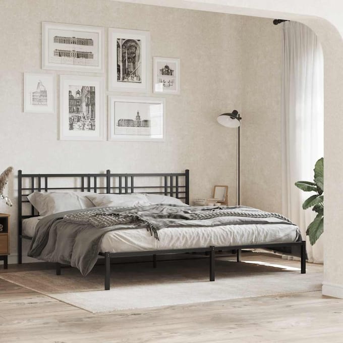 vidaXL Vervangend hoofdbord 193 cm metaal zwart