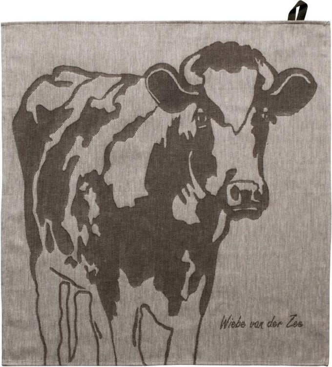 WIEBE VAN DER ZEE THEEDOEK KOE TAUPE 60 X 60 CM