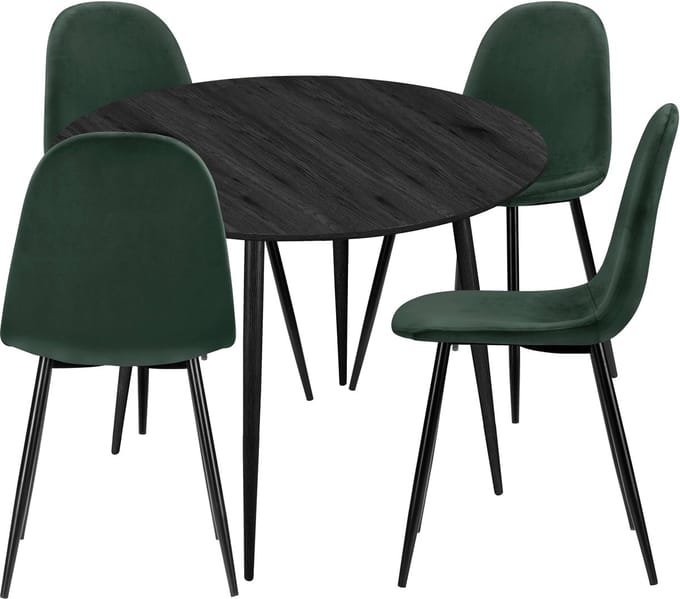 Monza-Ronde Eetset - 100 cm - Groen/Zwart