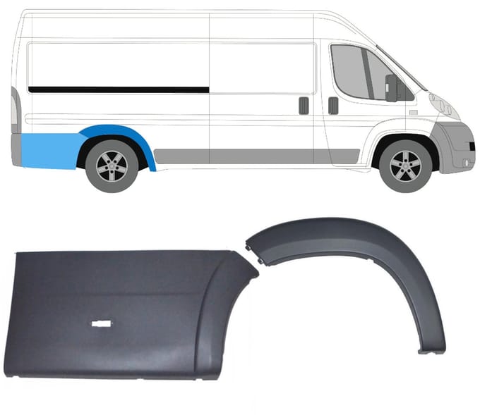 Set sierlijsten achter wielkast voor Peugeot Boxer 2006-2018 / Rechts
