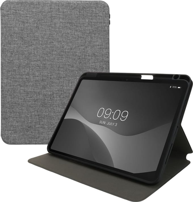 kwmobile Case Compatible with Apple iPad Pro 11" (2024) - Slim Book Style Tablet Cover with Stand Feature - Grey