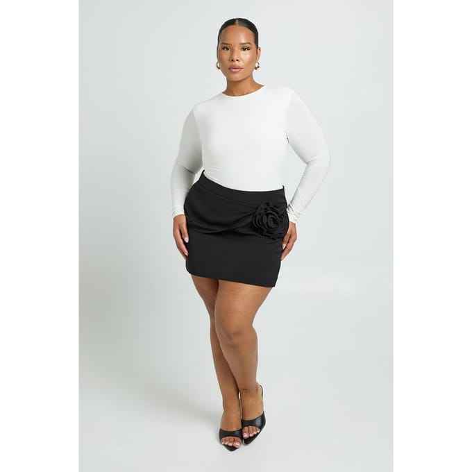 boohoo Dames Plus Corsage Mini Rok | Black | Maat: 20