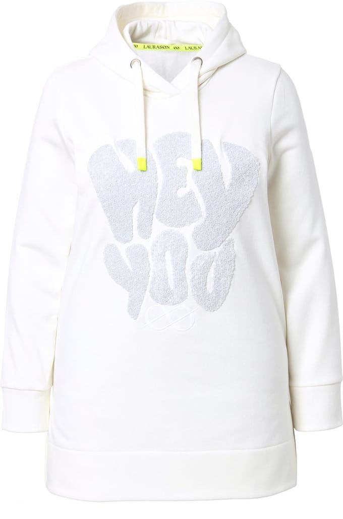 Laurasøn - Dames - Lang sweatshirt lange mouw capuchon OEKO-TEX - Off-white - Maat 44+
