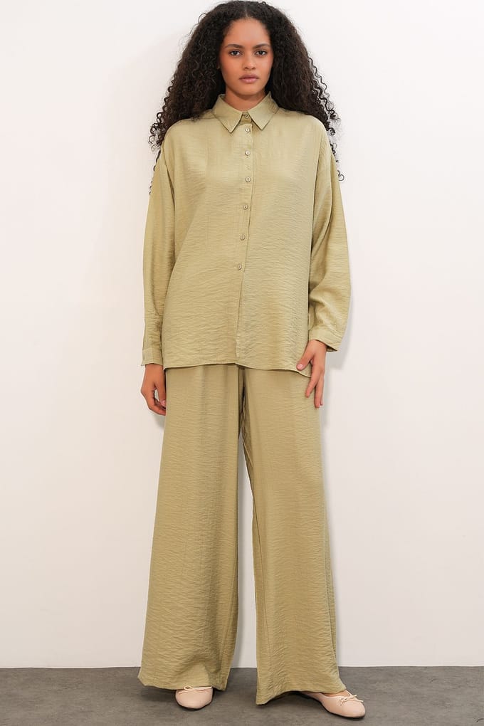 Gestructureerde Knop-Up Lange Mouwen Shirt