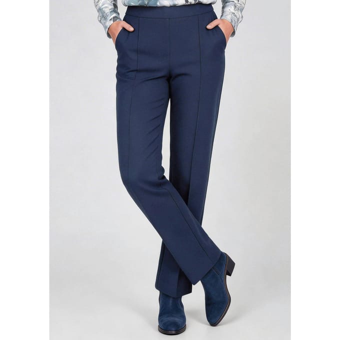 Broek CARLA van zacht jersey flanel - marine - Gr. 54 van Goldner Fashion