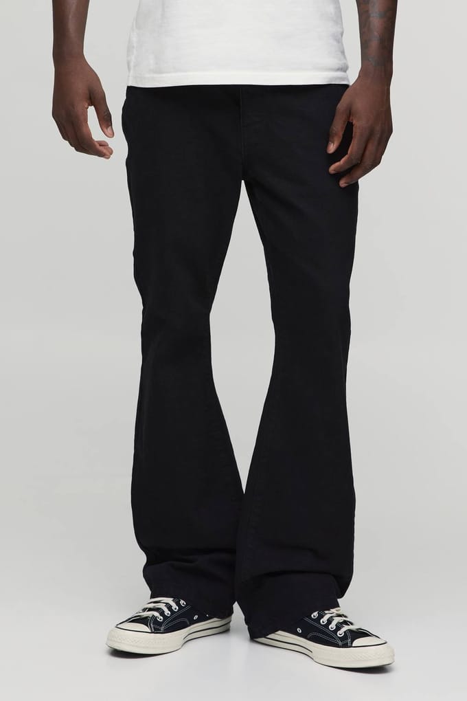 Essential Slim Flare Rigid Washed Jeans | True Black | Size 46R