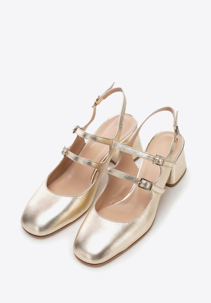 Wittchen Dames Leren Pumps met Bandjes Goud Echt Leer