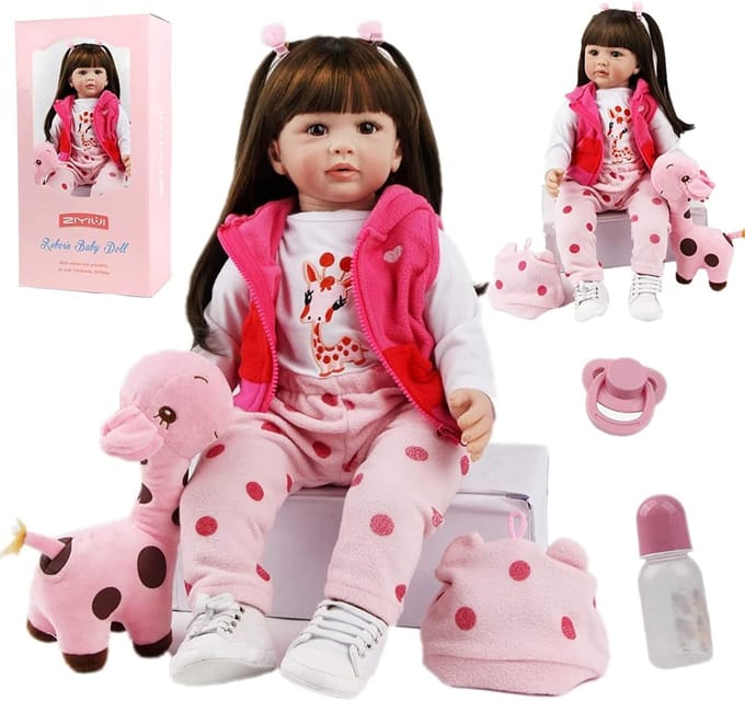 Levensechte Reborn Pop 60 cm - Zachte Silicone Vinyl Pasgeboren Baby Pop Cadeau