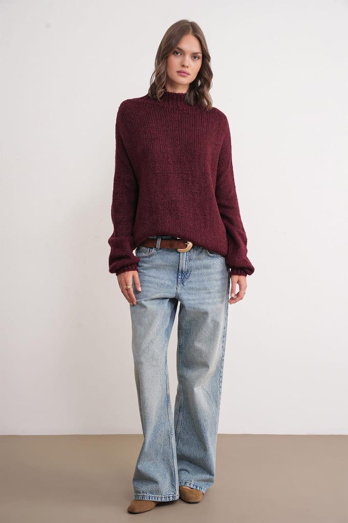 Relaxed Fit Crew Neck Dikke Gebreide Trui