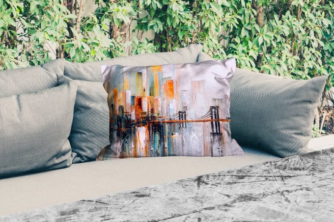 Buitenkussens - Tuin - Olieverf - Schilderij - Skyline - Abstract - 50x30 cm