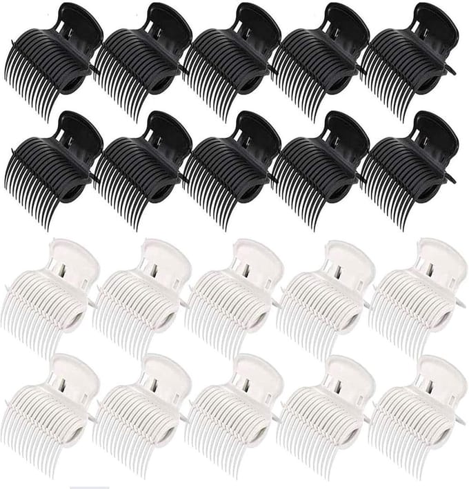 Krultang Clips - Haarrollers Klemmen - Haar Stylen - Hittebestendig Plastic - 24 Stuks - Zwart Wit
