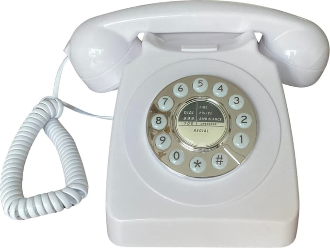 CT8019B Retro Vaste Telefoon - Druktoets - Mechanische Rinkelbel - Wit