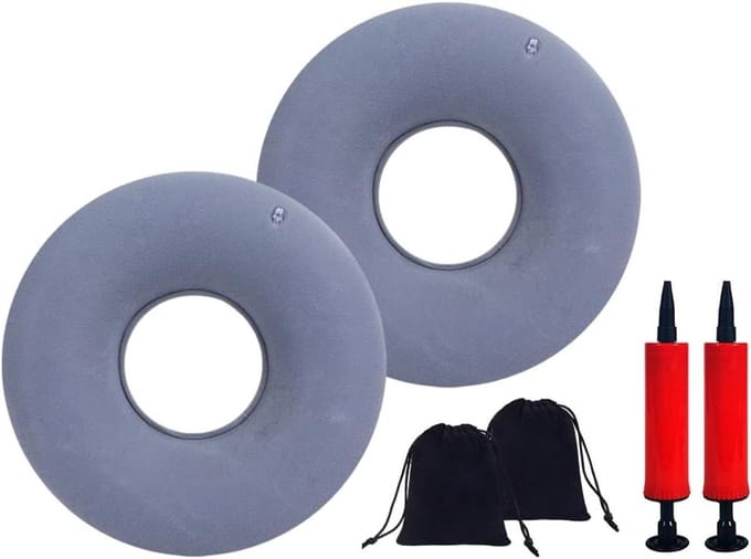Zitkussen Set - Donut Kussen - Comfortabel Zitten - Inclusief Pomp - 2 Stuks - Grijs