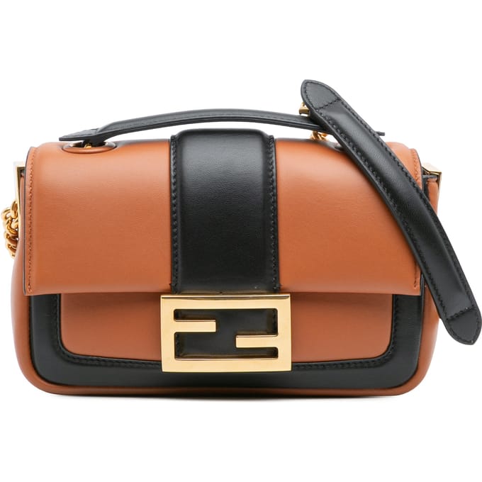 Tweedehands Mini Bicolor Nappa Apolo Chain Baguette Schoudertas