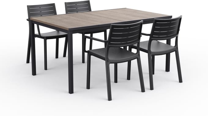 Keter Porto Tuintafel & Metaline Tuinstoelen 4 stuks - Antraciet