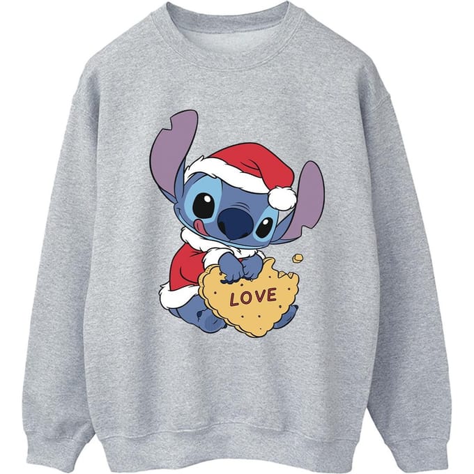 Disney Dames/Dames Lilo And Stitch Kerstmis Love Biscuit Sweatshirt (Sportgrijs)