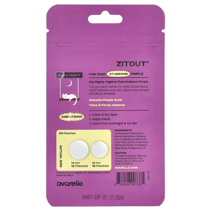 Avarelle, Spot Patch Middag, 24 Pleisters pink