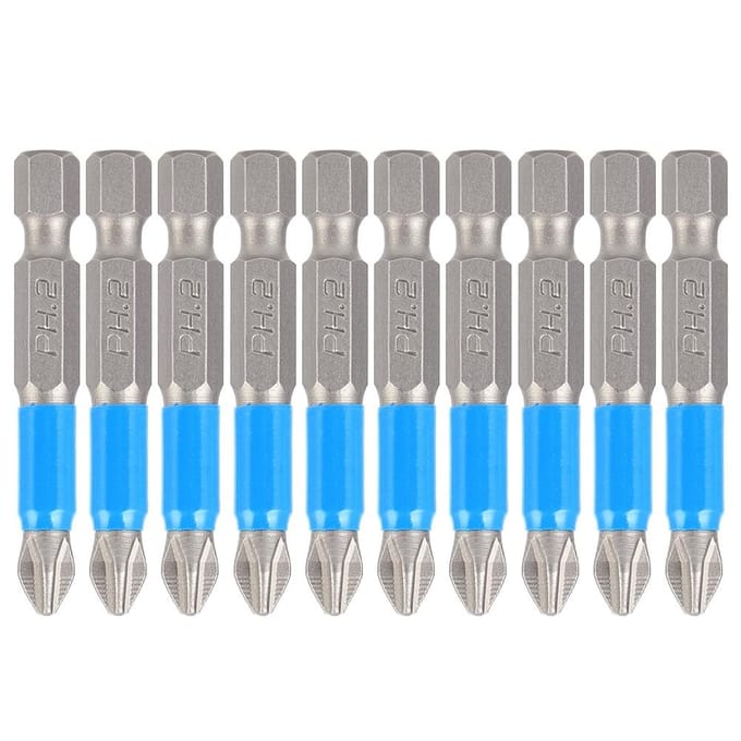 10-delige elektrische schroevendraaierbitset antislip S2 staal kruiskop magnetische boorbit PH2 x 50 mm