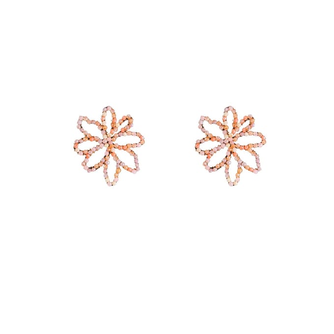 Go Dutch Label Oorknoppen Big Flower Stud Pink Taupe