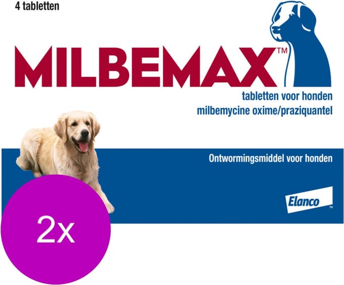 Milbemax Milbemax Hond - Anti wormenmiddel - 2 x 4 tab 10 Tot 75 Kg