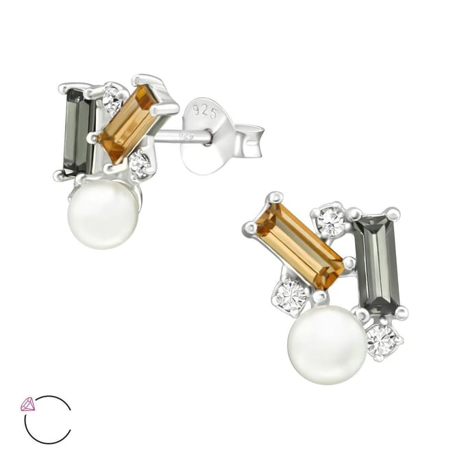 Amanto Oorbellen Falicia - 925 Zilver E-Coating - Swarovski - 8x10mm