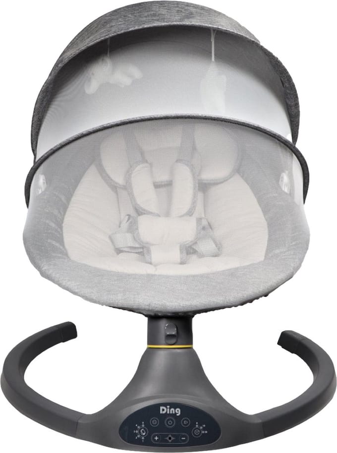 Ding Hugg Swing Babyschommel - Grijs - Draaibare babyswing - Met Muziek en Bluetooth