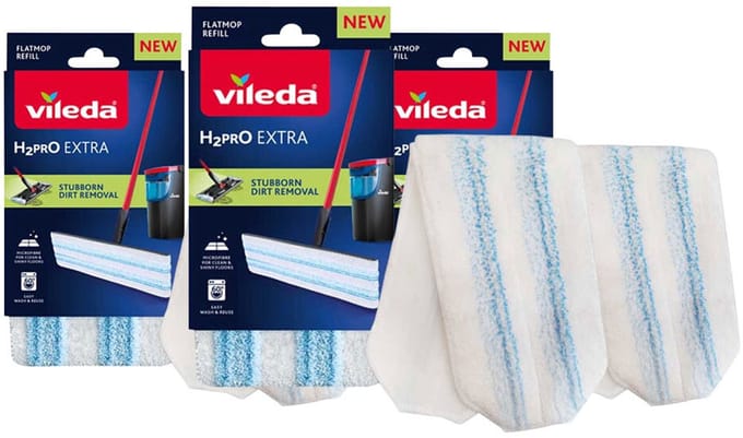 Vileda H2Pro Dweil Navulling H2Pro Flatmop - 3 x 1 Stuk - Voordeelverpakking