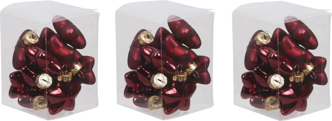 Othmar Decorations Kerstornamenten - sterren - 36x st - donkerrood - 4 cm - glas - kerstversiering