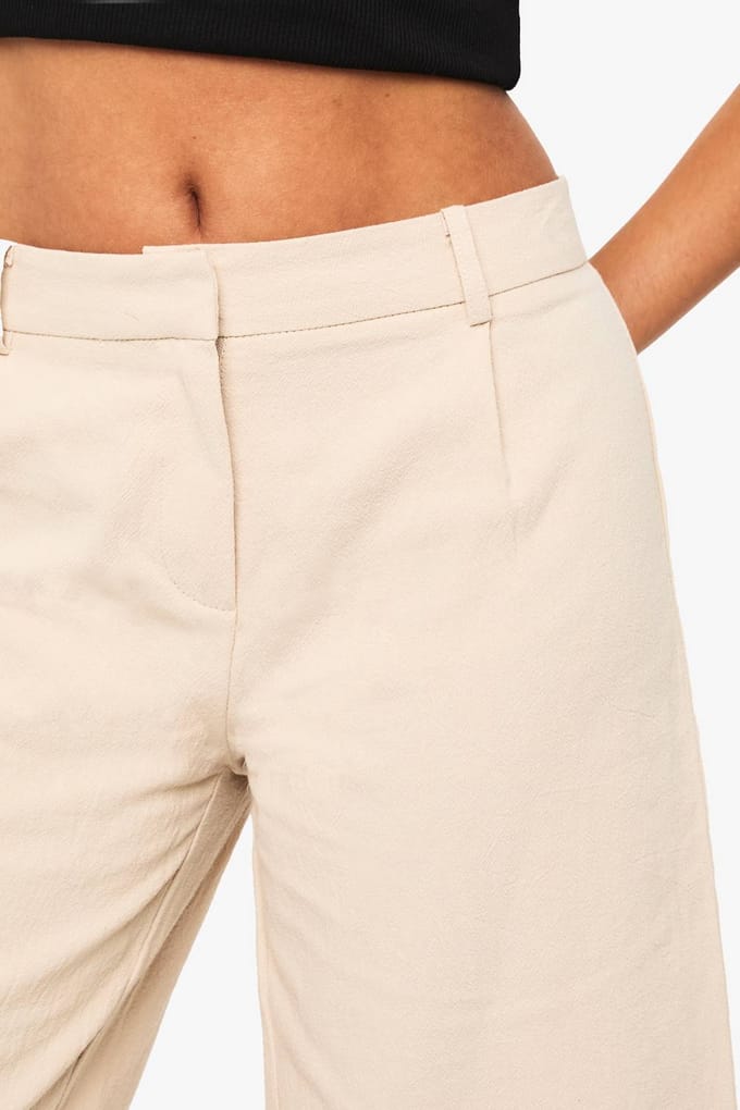 boohoo Dames Linnen getailleerde mid-rise Bermuda shorts | Steen | Maat: 34