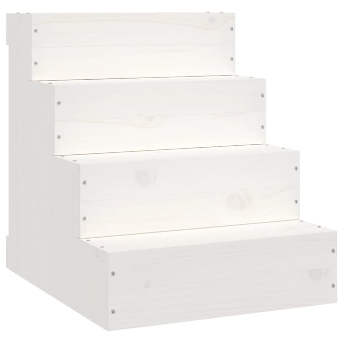 vidaXL - Huisdierentrap - 40x49x47 - cm - massief - grenenhout - wit