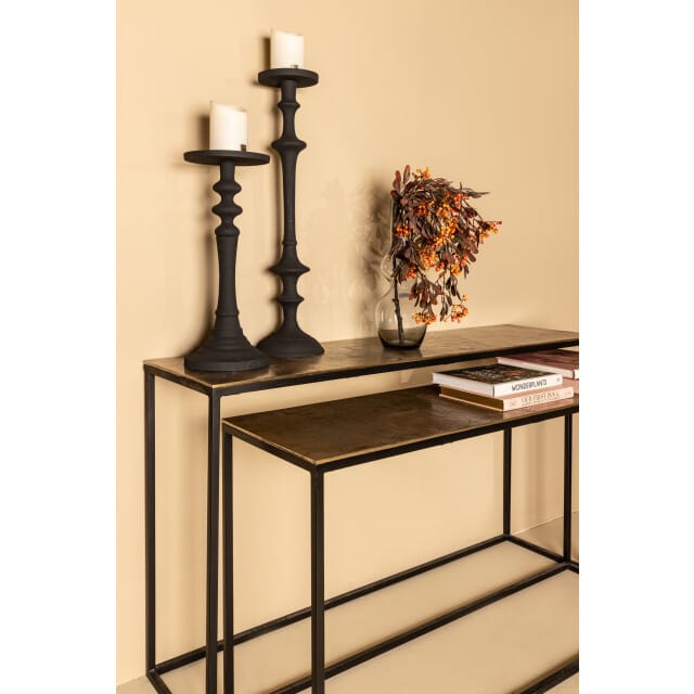 PTMD - Bijzettafel Kae - Zwart - 149x41x85.5cm - Set van 2