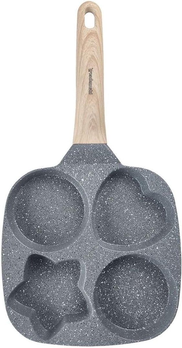Pannenkoekenpan - 4-in-1 pan - Ontbijt maken - Marmeren coating - 18 cm - Grijs