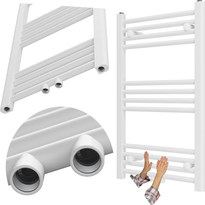 Granitan Badkamerradiator Raven - 80x50cm - Wit - Ladderverwarming - Handdoekradiator