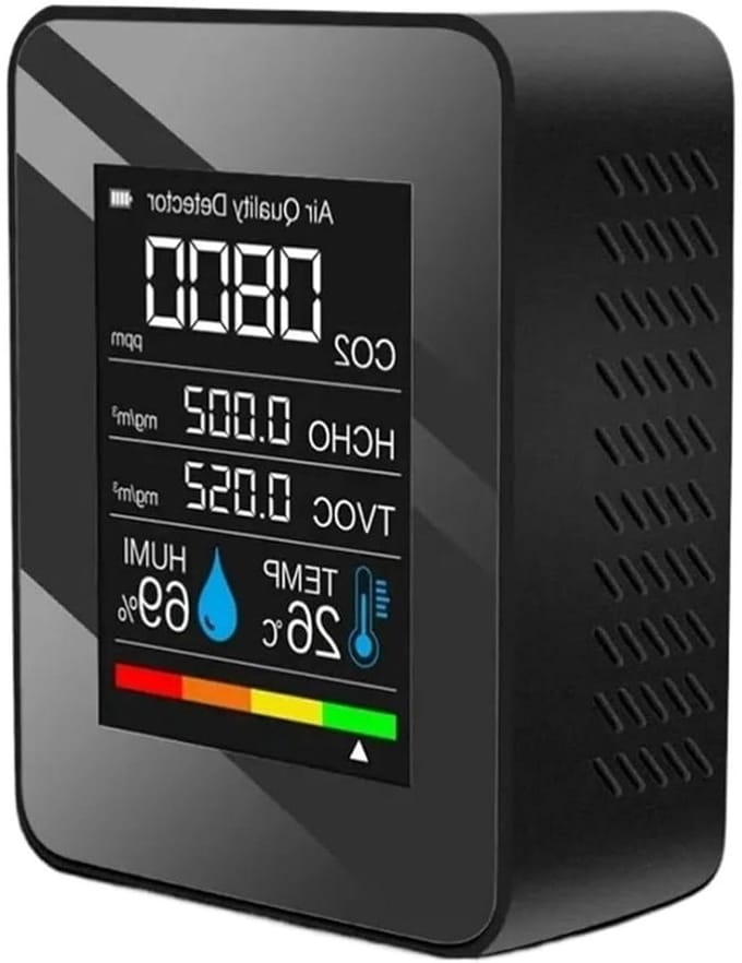 Luchtkwaliteitsmeter - CO2 detector - Binnenklimaat Meten - 5-in-1 Functie - Compact Formaat - Zwart