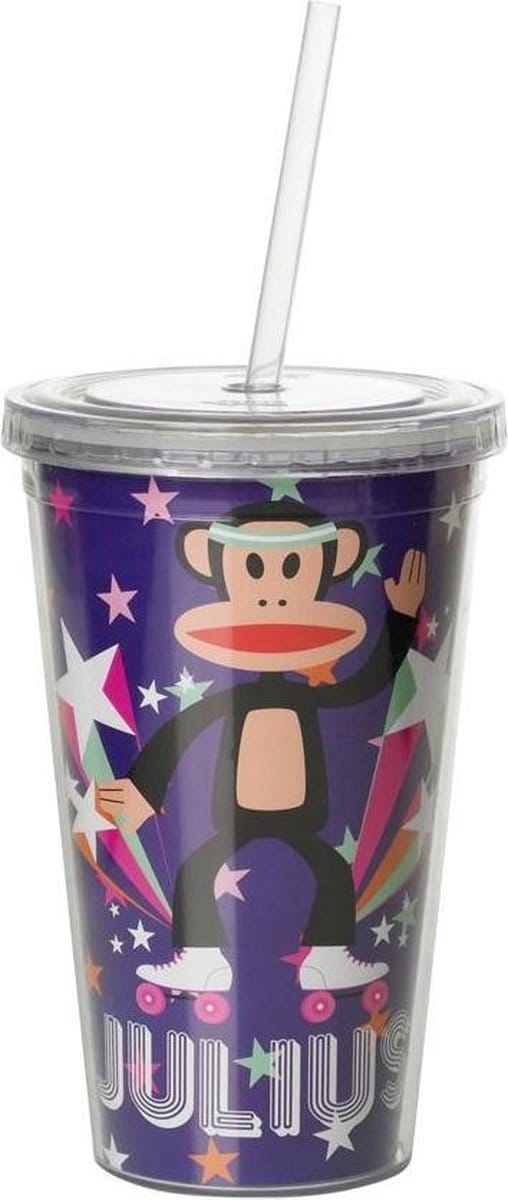 Paul Frank Drinkbeker - Incl rietje - 500 ml - Pop - Paars