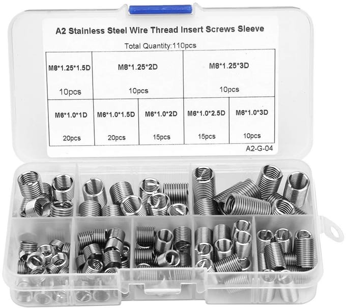 Dailygoody - 110 Piece Stainless Steel Threaded Insert - M6-M8/1D-3D - Zelftappende Spiral Draadverbinding - Zilver - Versterking van verbinding - Ges