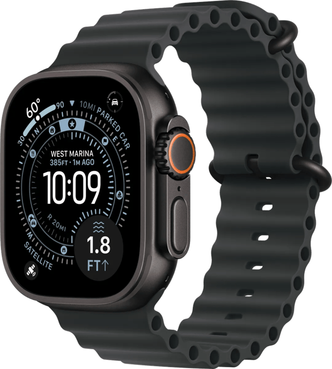 Apple Watch Ultra 3 Cellular 49mm Black Titanium Case with Black Ocean Band