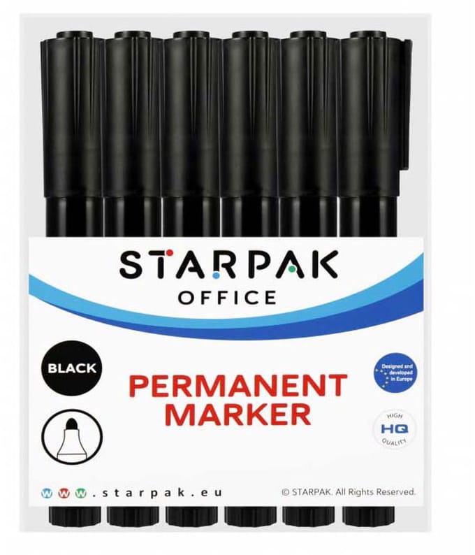 Permanent Stift Rond Zwart, 12st.