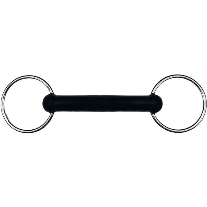 2 ring bit voor rechte paarden met rubber Feeling