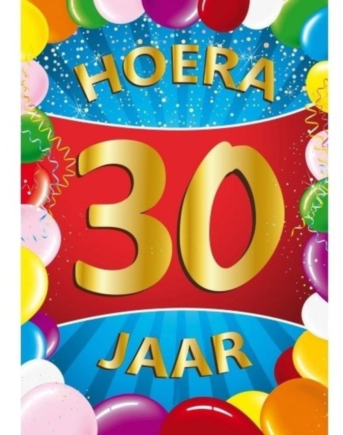 Bellatio Decorations Verjaardag deurposter - 30 jaar - multi - 59 x 84 cm - feestartikelen