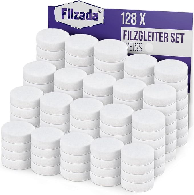 128x Zelfklevende Viltglijders Rond 20 mm Wit Professionele Kwaliteit
