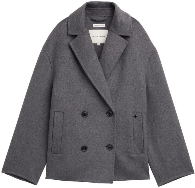 Tom Tailor - Caban jas met wol - Maat M - dark anthra melange