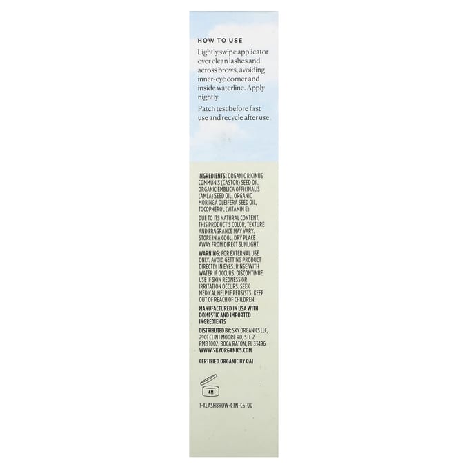 Huile Bio pour Cils et Sourcils, Mélange d'Huile de Ricin et de Moringa, 0,4 fl oz (12ml)